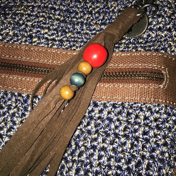 Small The Sak Blue and White knit Crossbody Bag - Picture 3 of 4